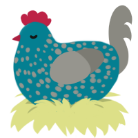 Cement, a sea and ash chicken with a speckle pattern