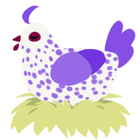 (unnamed), a white and blurple chicken with a speckle pattern