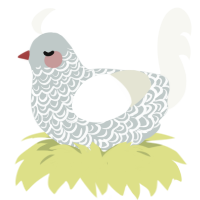 A silver and white chicken with a double-lace pattern