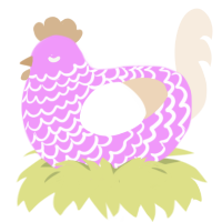 sugar cookie, a lavender and cream chicken with a lace pattern