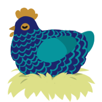 (unnamed), a navy and teal chicken with a lace pattern