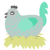 A silver and mint chicken with a speckle pattern