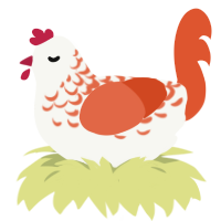 A white and vermilion chicken with a half-lace pattern