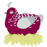 qou tongue, a maroon and silver chicken with a half-lace pattern