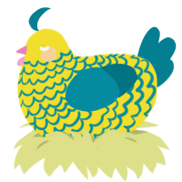 Yarn, a yellow and sea chicken with a lace pattern