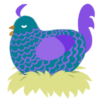 A sea and blurple chicken with a lace pattern
