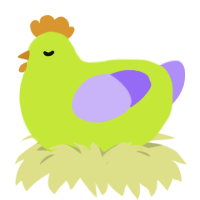 A lime and lilac chicken