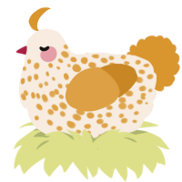 Sesame Ball, a cream and orange chicken with a speckle pattern