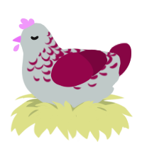 A silver and maroon chicken with a half-lace pattern