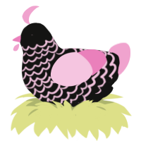 A black and pink chicken with a lace pattern