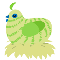 A lemon and grass chicken with a bar pattern