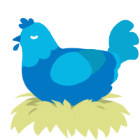 A sapphire and cerulean chicken with a head pattern