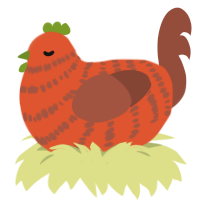 A vermilion and russet chicken with a bar pattern