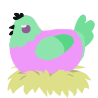 strawb toothpaste, a lavender and spring chicken with a head pattern