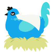 A sky and aqua chicken with a neck-speckle pattern