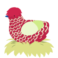 A crimson and apple chicken with a lace pattern