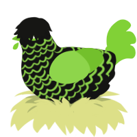Angry Inch, a black and grass chicken with a lace pattern