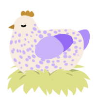 薰衣草珍珠奶茶, a cream and lilac chicken with a speckle pattern