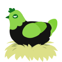 A black and grass chicken with a head pattern
