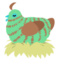 A spring and brown chicken with a bar pattern