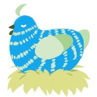 A sky and gluppy chicken with a bar pattern