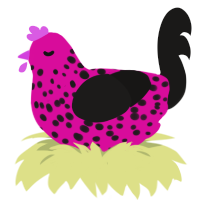 (unnamed), a fuchsia and sable chicken with a speckle pattern