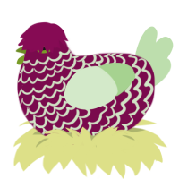 A wine and gluppy chicken with a lace pattern