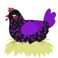 A sable and violet chicken with a speckle pattern