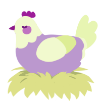phlox, a lilac and apple chicken with a head pattern