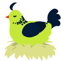 kiwi, a lime and tumblr chicken with a neck-speckle pattern