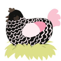 Ekoi, a black and rose chicken with a lace pattern