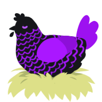The Faint The Fallen, a sable and amethyst chicken with a lace pattern
