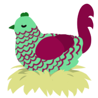 A spring and maroon chicken with a lace pattern