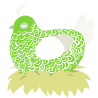 A grass and white chicken with a double-lace pattern