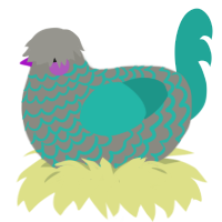 A ash and turquoise chicken with a lace pattern