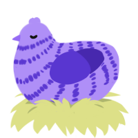 A lilac and indigo chicken with a bar pattern