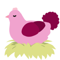 Saki, a pink and maroon chicken