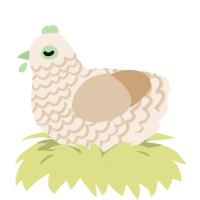 Pistachio, a cream and beige chicken with a lace pattern