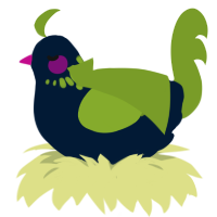 Bosque, a tumblr and chartreuse chicken with a neck-speckle pattern