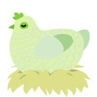 A apple and gluppy chicken with a lace pattern