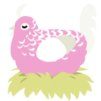 Icing, a pink and white chicken with a half-lace pattern