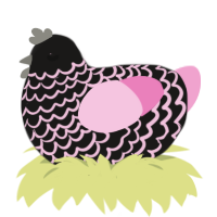 Black Garlic Ham, a sable and pink chicken with a lace pattern