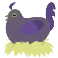 A grey and overcast chicken with a double-lace pattern