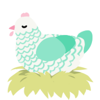 Teacup, a white and mint chicken with a lace pattern