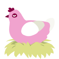 A pink and white chicken