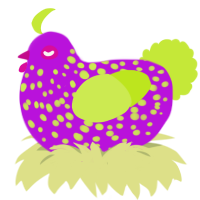 (unnamed), a amethyst and lime chicken with a speckle pattern