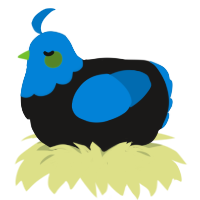 A sable and sapphire chicken with a head pattern