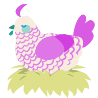 Amaya, a cream and orchid chicken with a lace pattern