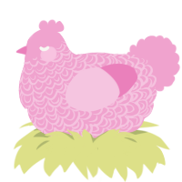 Pinklyn, a pink chicken with a double-lace pattern