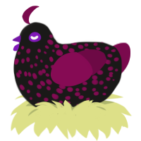 A sable and wine chicken with a speckle pattern